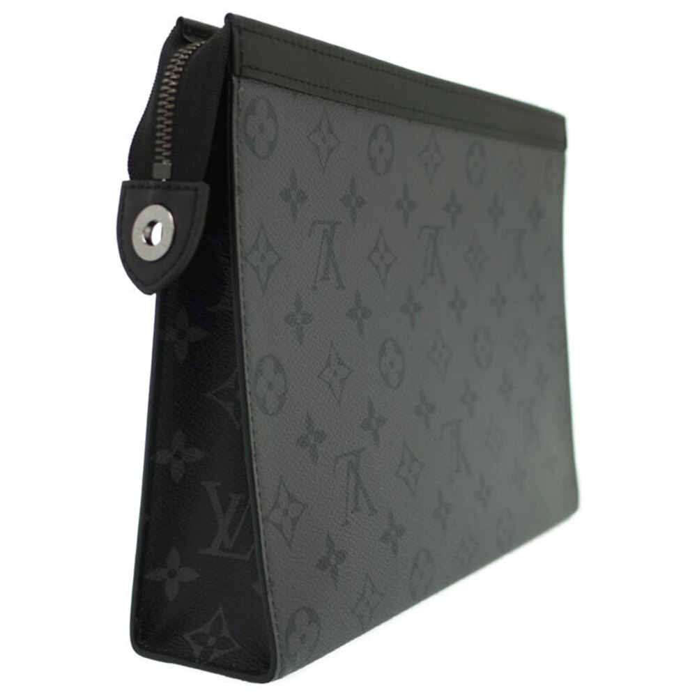 Louis Vuitton Black Pochette Clutch Voyage Monogram Reverse Eclipse Bag